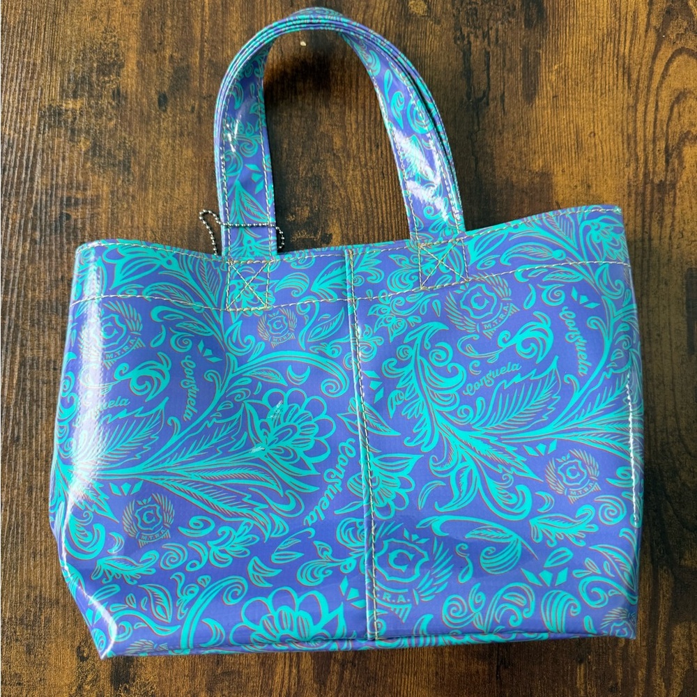 Consuela Turquoise & Teal Floral Pattern Grab n Go Tote - Picture 3 of 4